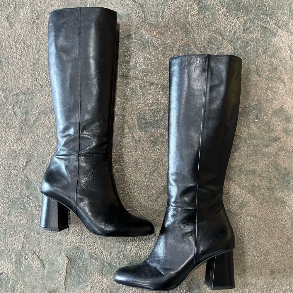 Black Italian made leather boots